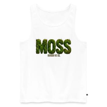 MOSS – Growing Inside Me | Botanical pun - Men's Premium Organic Tank Top - white - Front - Michal (187cm)