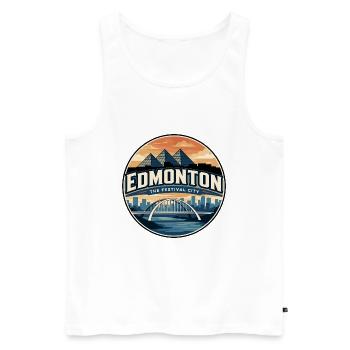 Insigne rétro du pont Walterdale d’Edmonton - Débardeur bio Premium Homme - blanc - Devant - Michal (187cm)
