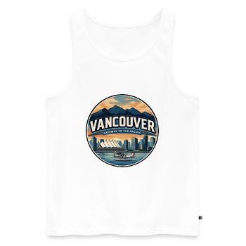 Badge rétro de voyage du port de Vancouver - Débardeur bio Premium Homme - blanc - Devant - Michal (187cm)