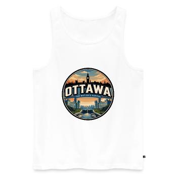 Retro Ottawa Parliament Travel Badge - Men's Premium Organic Tank Top - white - Front - Michal (187cm)
