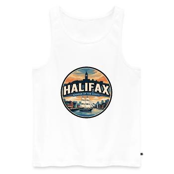 Retro Halifax Citadel Travel Badge - Men's Premium Organic Tank Top - white - Front - Michal (187cm)