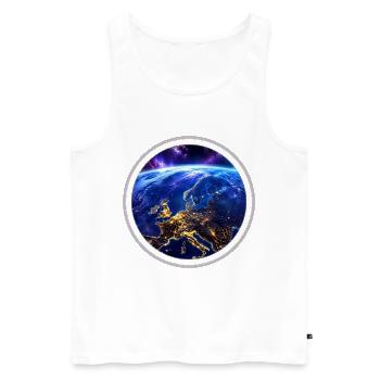 Earth from space with neon ring - Men's Premium Organic Tank Top - white - Front - Michal (187cm)