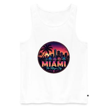 Badge rétro du Palm Sunset de Miami Magic City - Débardeur bio Premium Homme - blanc - Devant - Michal (187cm)