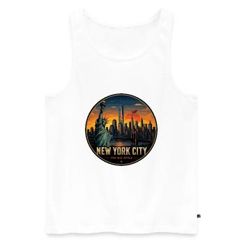 New York City Big Apple Retro Skyline Badge - Men's Premium Organic Tank Top - white - Front - Michal (187cm)