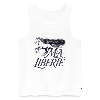 Cheval – Mon Cheval, Ma Liberté - Débardeur bio Premium Homme - blanc - Devant - Michal (187cm)