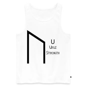 Uruz Rune Complete Black – Viking Futhark - Débardeur bio Premium Homme - blanc - Devant - Michal (187cm)