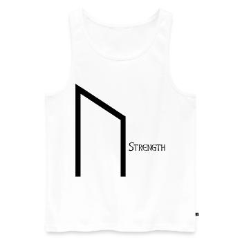 Rune Uruz avec Sens Noir – Viking Futhark - Débardeur bio Premium Homme - blanc - Devant - Michal (187cm)