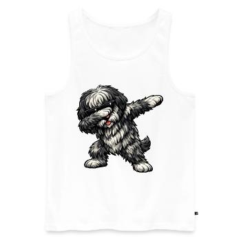 Tamponnage du chien berger de Bergame - Débardeur bio Premium Homme - blanc - Devant - Michal (187cm)