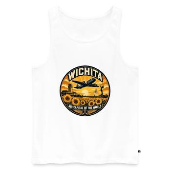 Wichita Air Capital Retro Aviation Badge - Men's Premium Organic Tank Top - white - Front - Michal (187cm)