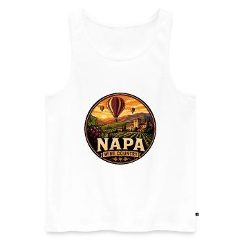 Montgolfière vintage du pays viticole de la Napa Valley - Débardeur bio Premium Homme - blanc - Devant - Michal (187cm)