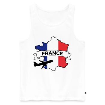 France Tricolore: Avion et Bannière - Débardeur bio Premium Homme - blanc - Devant - Michal (187cm)