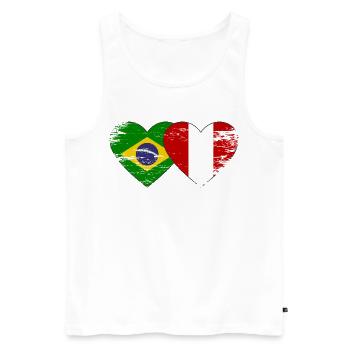 Drapeau du Brésil Pérou Mains en forme de cœur utilisé - Débardeur bio Premium Homme - blanc - Devant - Michal (187cm)