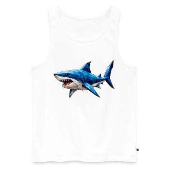 Requin low poly - Débardeur bio Premium Homme - blanc - Devant - Michal (187cm)