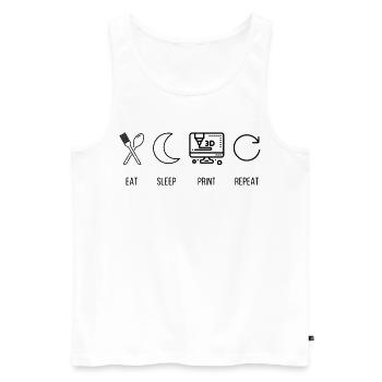 Imprime Répétition Eat Sleep Imprime 3D Maker - Débardeur bio Premium Homme - blanc - Devant - Michal (187cm)