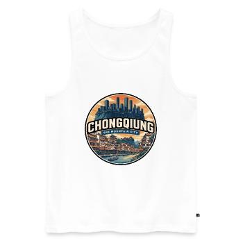 Insigne rétro de Chongqing Hongyadong - Débardeur bio Premium Homme - blanc - Devant - Michal (187cm)