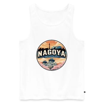 Insigne rétro du Cherry Blossom du Château de Nagoya - Débardeur bio Premium Homme - blanc - Devant - Michal (187cm)