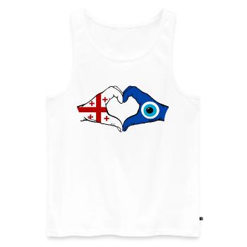 Drapeau du Georgia Nazar Mains en forme de cœur - Débardeur bio Premium Homme - blanc - Devant - Michal (187cm)