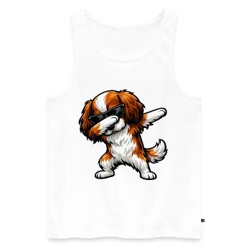 Dab King Charles Spaniel - Débardeur bio Premium Homme - blanc - Devant - Michal (187cm)