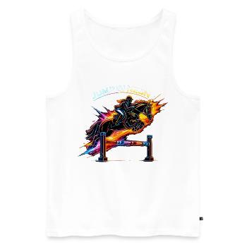 Sauter au néon – Sports équestres et saut d’obstacles - Débardeur bio Premium Homme - blanc - Devant - Michal (187cm)