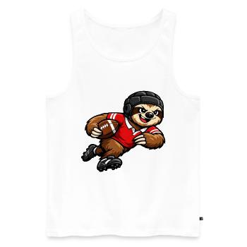 Cute sloth playing rugby - Men's Premium Organic Tank Top - white - Front - Michal (187cm)
