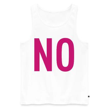 NON – Déclaration de typographie rose - Débardeur bio Premium Homme - blanc - Devant - Michal (187cm)