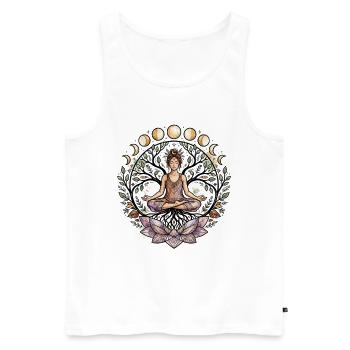 Yoga Woman Tree of Life Lotus Moon Phases - Atma Boho - Men's Premium Organic Tank Top - white - Front - Michal (187cm)