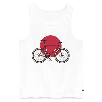 Fixie Bicycle Japan Style Shirt - Men's Premium Organic Tank Top - white - Front - Michal (187cm)