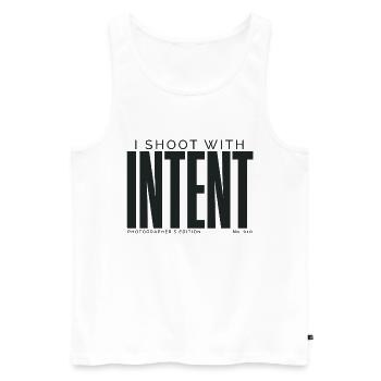 I Shoot With Intent | Photographer's Edition - Men's Premium Organic Tank Top - white - Front - Michal (187cm)