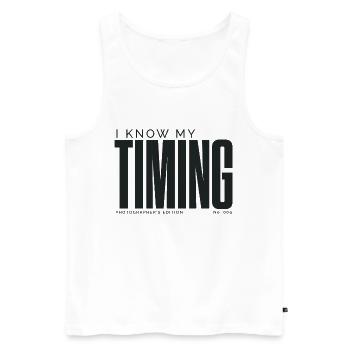 I Know My Timing | Photographer's Edition - Men's Premium Organic Tank Top - white - Front - Michal (187cm)