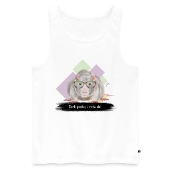 JvG Ratte "Denk positiv, i roz da!" - Männer Premium Bio Tank Top - Weiß - Vorne - Michal (187cm)