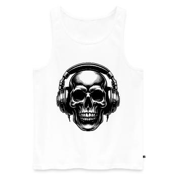 Skull mit Headset - Männer Premium Bio Tank Top - Weiß - Vorne - Michal (187cm)