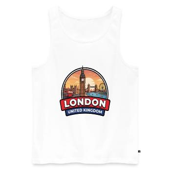 London UK Reiseabzeichen Big Ben Tower Bridge Geschenk - Männer Premium Bio Tank Top - Weiß - Vorne - Michal (187cm)