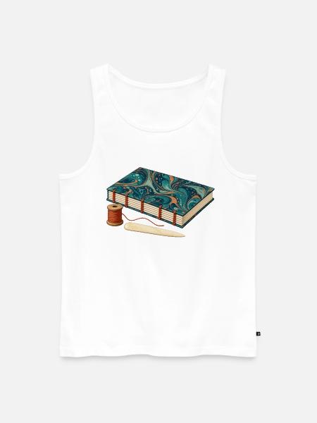 Handgebundenes marmoriertes Journal und Leinenfaden - Männer Premium Bio Tank Top - Weiß