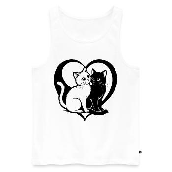 ❤ 🐱 Gatti Innamorati – Amore felino con cuore 2 - Männer Premium Bio Tank Top - Weiß - Vorne - Michal (187cm)