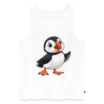 Papageientaucher Kawaii Style – Süßer Vogel - Männer Premium Bio Tank Top - Weiß - Vorne - Michal (187cm)