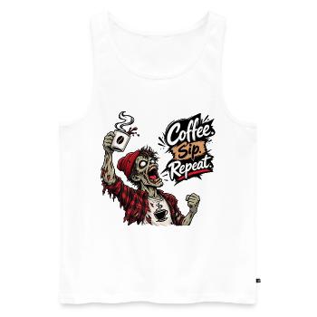 Kaffeeliebhaber Zombie Kaffee Spruch Design - Männer Premium Bio Tank Top - Weiß - Vorne - Michal (187cm)