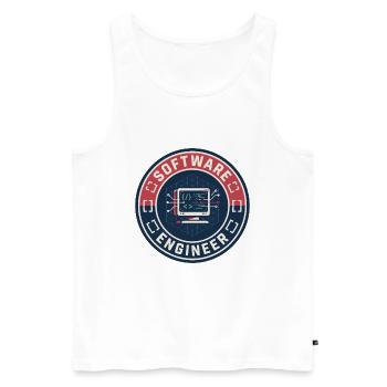 Vintage Software Engineer Code Terminal Patch Top - Männer Premium Bio Tank Top - Weiß - Vorne - Michal (187cm)