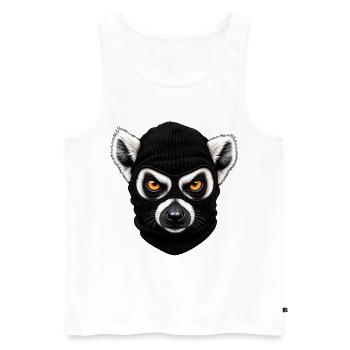 Katta mit Sturmhaube – Frecher Lemur - Männer Premium Bio Tank Top - Weiß - Vorne - Michal (187cm)