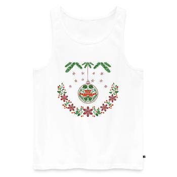 Weihnachtskranz mit Vogelbeeren - Männer Premium Bio Tank Top - Weiß - Vorne - Michal (187cm)