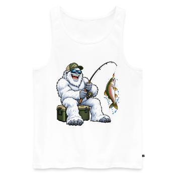 Fröhlicher Yeti beim Angeln – Lustiges Outdoor Mot - Männer Premium Bio Tank Top - Weiß - Vorne - Michal (187cm)