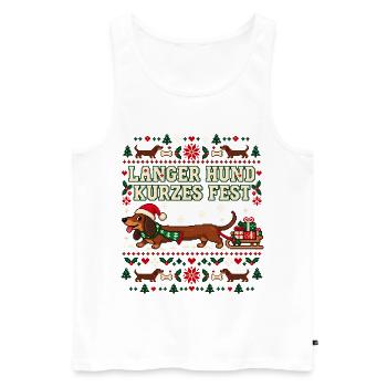 Weihnachtsdackel - Langer Hund kurzes Fest - Männer Premium Bio Tank Top - Weiß - Vorne - Michal (187cm)