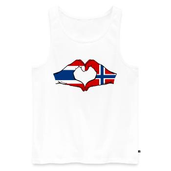 Thailand Schweden Flagge Hände Herzform - Männer Premium Bio Tank Top - Weiß - Vorne - Michal (187cm)