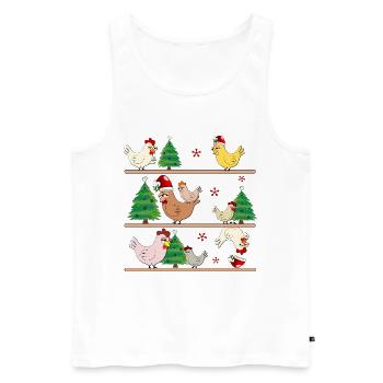 Weihnachten Hühnerstall Hühner - Männer Premium Bio Tank Top - Weiß - Vorne - Michal (187cm)