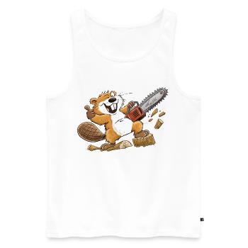 Neun Gänse, neun Stimmungen: lustig, wild, verrück - Männer Premium Bio Tank Top - Weiß - Vorne - Michal (187cm)