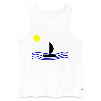 Mit dem Boot auf dem Meer - Männer Premium Bio Tank Top - Weiß - Vorne - Michal (187cm)