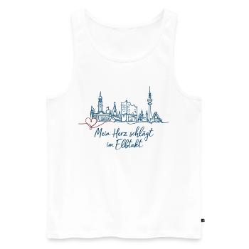 Hamburg Skyline – Mein Herz schlägt im Elbtakt - Männer Premium Bio Tank Top - Weiß - Vorne - Michal (187cm)
