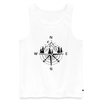 Berge | Wandern | Kompass Landschaft - Männer Premium Bio Tank Top - Weiß - Vorne - Michal (187cm)