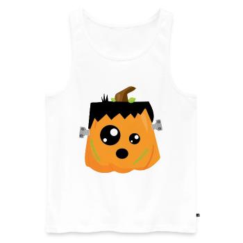 Kürbis - Männer Premium Bio Tank Top - Weiß - Vorne - Michal (187cm)