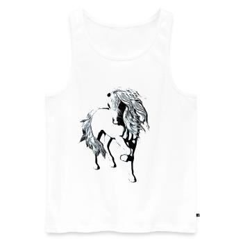 Cheval blanc sur fond transparent - Débardeur bio Premium Homme - blanc - Devant - Michal (187cm)