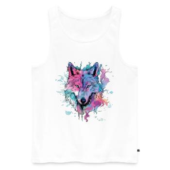 Wolf Wolf Head Colorful Splash Nature Wilderness Art - Men's Premium Organic Tank Top - white - Front - Michal (187cm)